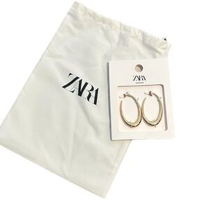 Zara Shiny Gold Hoop Earrings
